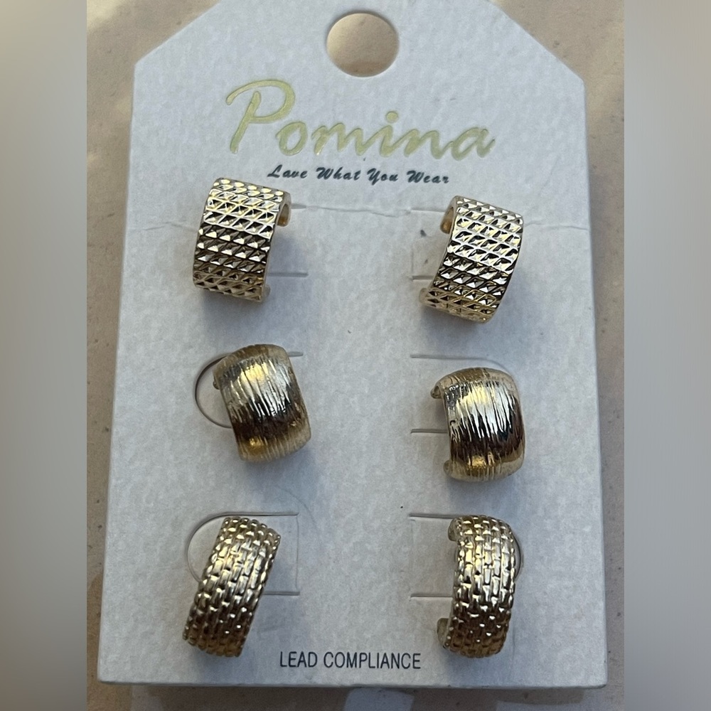 3 Pair of Post-Back Small Semi Hoops